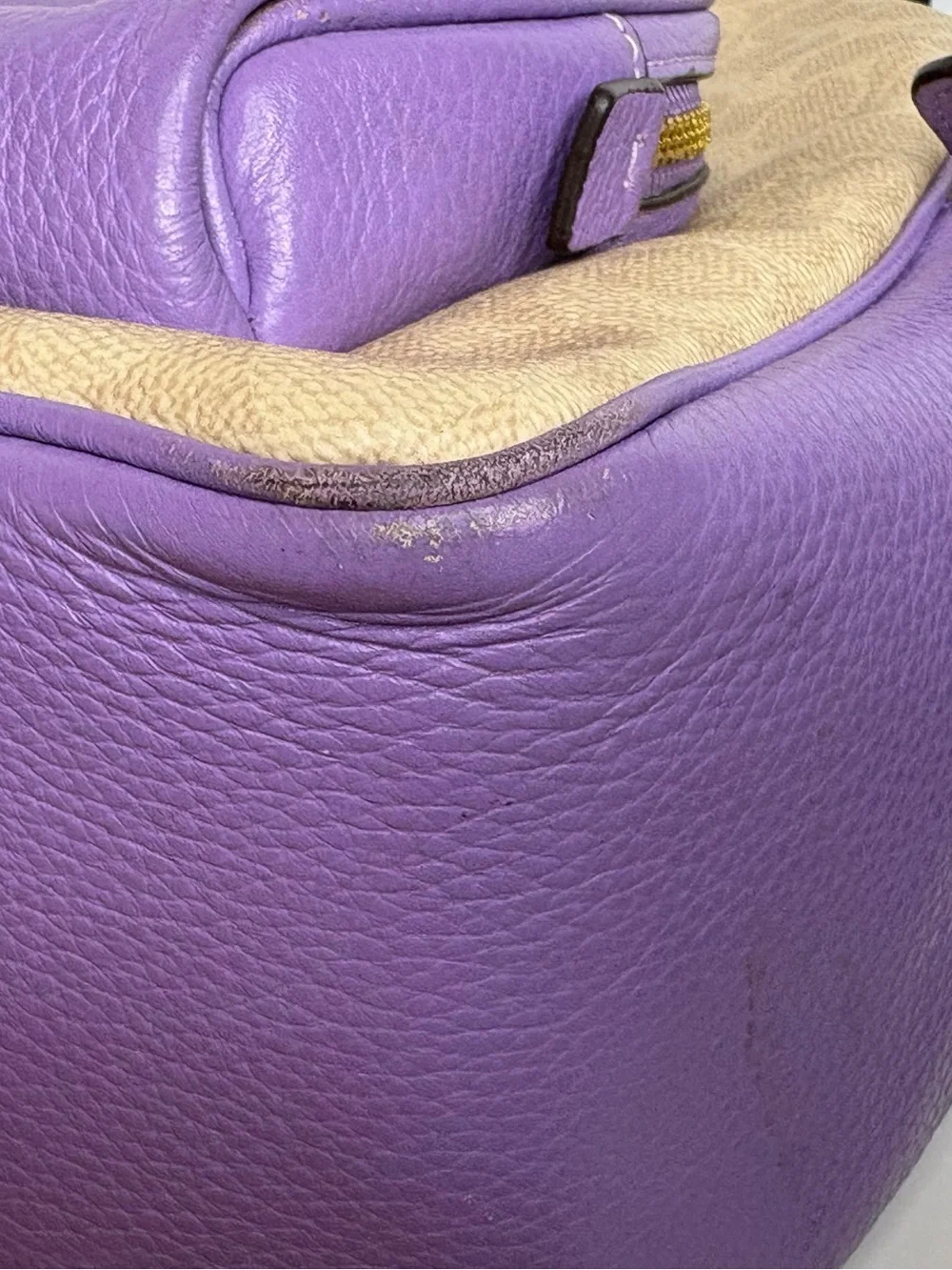Coach Court Backpack CZ176 Signature Canvas Lavender Leather Bookbag